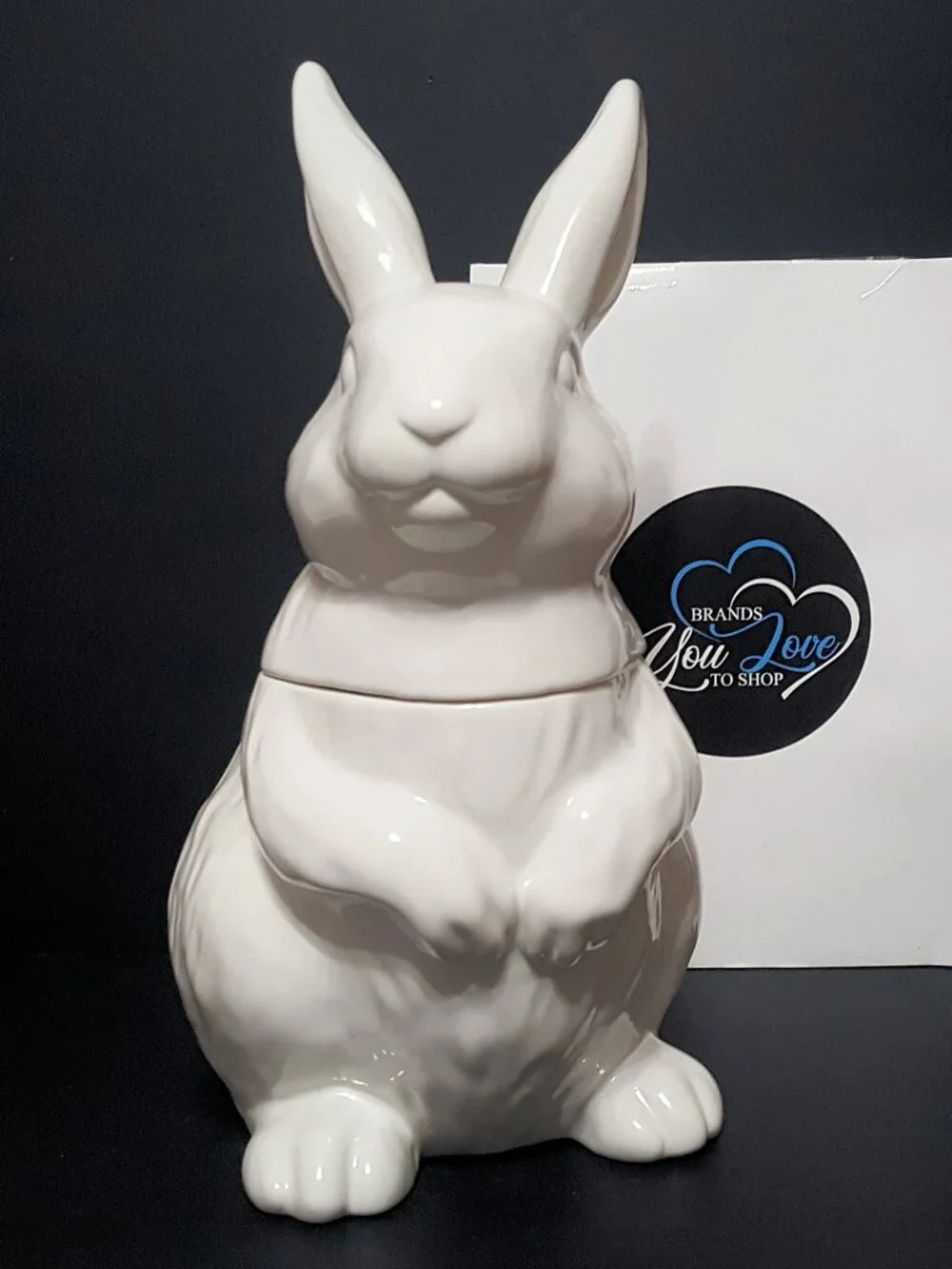Pottery Barn Figural Floral Bunny Cookie Jar 12.5